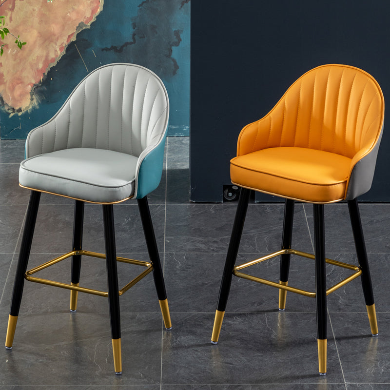 Contemporary Metal Leather Bar Stools Indoor Barstool with Footrest and Low Back Clearhalo 'Bar Furniture' 'Bar Stools' 'bar_stools' 'furn' 'furn_bar_stools' 'furniture_bar_stools' 'Kitchen & Dining Furniture' 'kitchen&dining_furn' 'kitchen' 'kitchen_furn' Furniture' 4482561