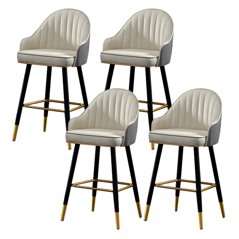 Contemporary Metal Leather Bar Stools Indoor Barstool with Footrest and Low Back White-Gray 4 Piece Set Short Stool(22"H) Clearhalo 'Bar Furniture' 'Bar Stools' 'bar_stools' 'furn' 'furn_bar_stools' 'furniture_bar_stools' 'Kitchen & Dining Furniture' 'kitchen&dining_furn' 'kitchen' 'kitchen_furn' Furniture' 4482562