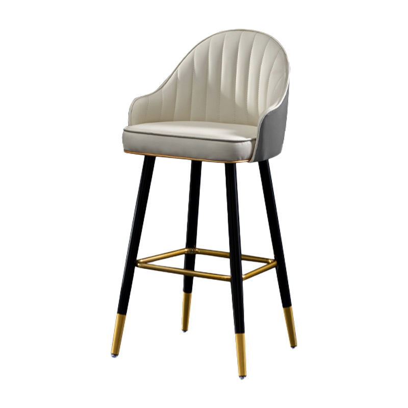 Contemporary Metal Leather Bar Stools Indoor Barstool with Footrest and Low Back White-Gray 1 Piece Counter Stool(26"H) Clearhalo 'Bar Furniture' 'Bar Stools' 'bar_stools' 'furn' 'furn_bar_stools' 'furniture_bar_stools' 'Kitchen & Dining Furniture' 'kitchen&dining_furn' 'kitchen' 'kitchen_furn' Furniture' 4482563