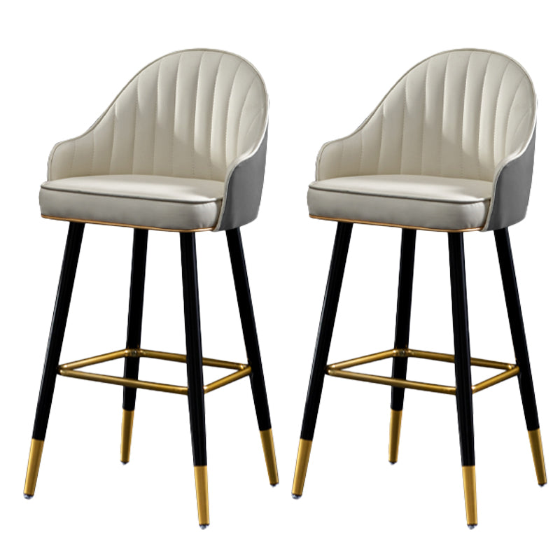 Contemporary Metal Leather Bar Stools Indoor Barstool with Footrest and Low Back White-Gray 2 Piece Set Counter Stool(26"H) Clearhalo 'Bar Furniture' 'Bar Stools' 'bar_stools' 'furn' 'furn_bar_stools' 'furniture_bar_stools' 'Kitchen & Dining Furniture' 'kitchen&dining_furn' 'kitchen' 'kitchen_furn' Furniture' 4482566