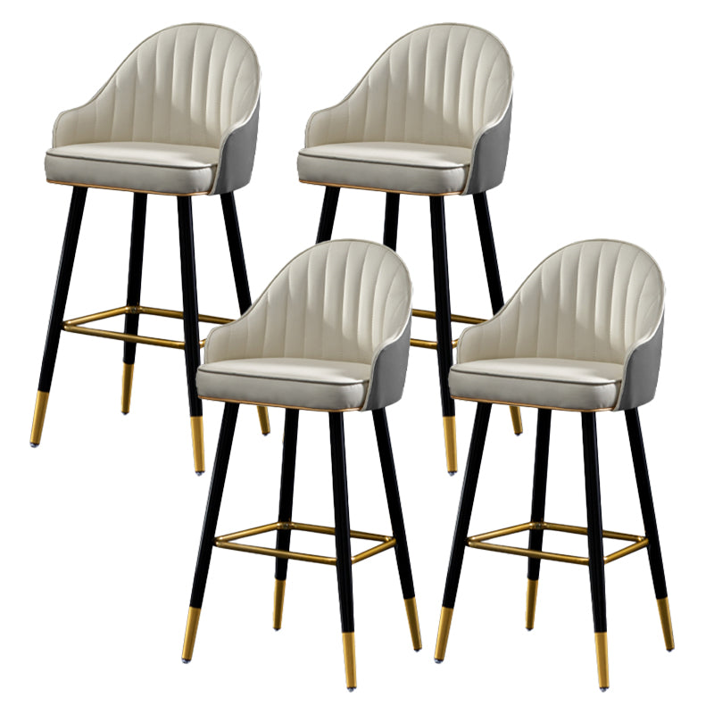 Contemporary Metal Leather Bar Stools Indoor Barstool with Footrest and Low Back White-Gray 4 Piece Set Counter Stool(26"H) Clearhalo 'Bar Furniture' 'Bar Stools' 'bar_stools' 'furn' 'furn_bar_stools' 'furniture_bar_stools' 'Kitchen & Dining Furniture' 'kitchen&dining_furn' 'kitchen' 'kitchen_furn' Furniture' 4482567