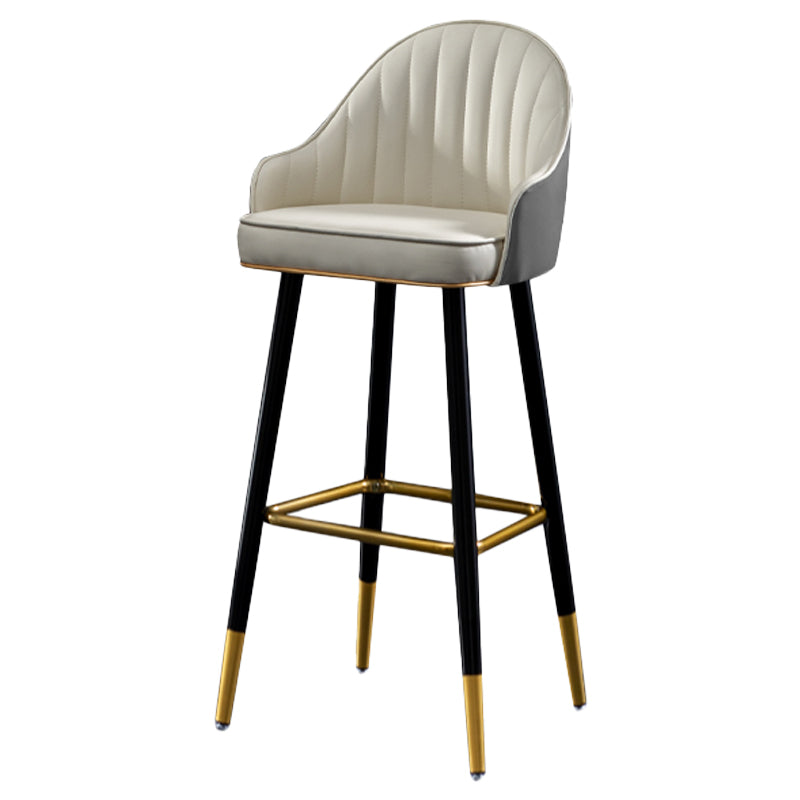Contemporary Metal Leather Bar Stools Indoor Barstool with Footrest and Low Back White-Gray 1 Piece Bar Stool(30"H) Clearhalo 'Bar Furniture' 'Bar Stools' 'bar_stools' 'furn' 'furn_bar_stools' 'furniture_bar_stools' 'Kitchen & Dining Furniture' 'kitchen&dining_furn' 'kitchen' 'kitchen_furn' Furniture' 4482569
