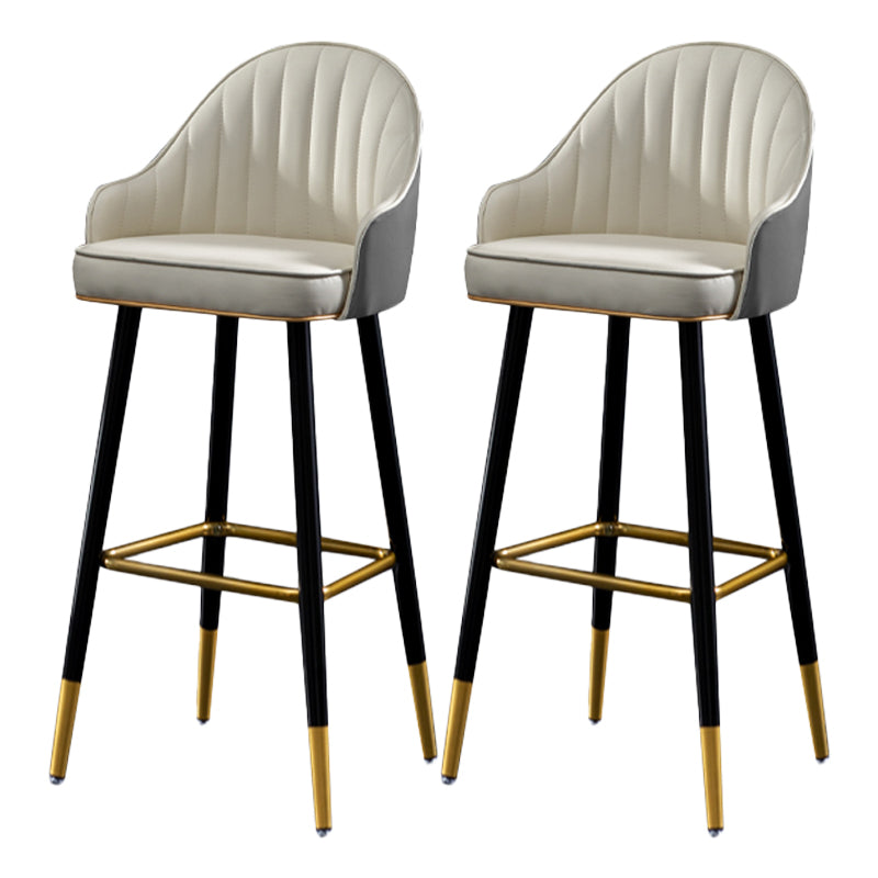 Contemporary Metal Leather Bar Stools Indoor Barstool with Footrest and Low Back White-Gray 2 Piece Set Bar Stool(30"H) Clearhalo 'Bar Furniture' 'Bar Stools' 'bar_stools' 'furn' 'furn_bar_stools' 'furniture_bar_stools' 'Kitchen & Dining Furniture' 'kitchen&dining_furn' 'kitchen' 'kitchen_furn' Furniture' 4482571