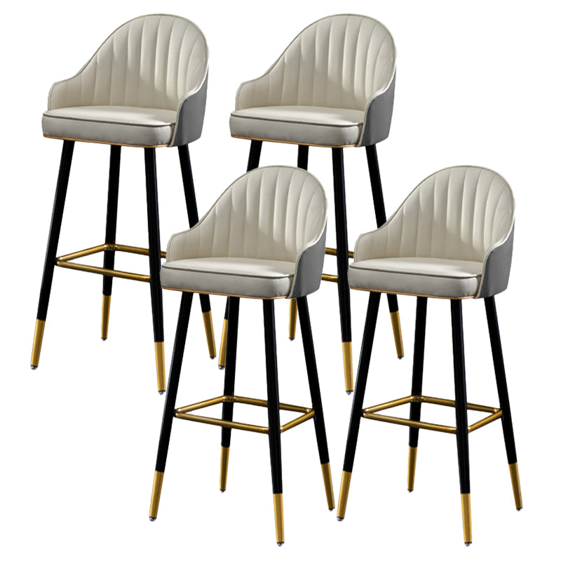 Contemporary Metal Leather Bar Stools Indoor Barstool with Footrest and Low Back White-Gray 4 Piece Set Bar Stool(30"H) Clearhalo 'Bar Furniture' 'Bar Stools' 'bar_stools' 'furn' 'furn_bar_stools' 'furniture_bar_stools' 'Kitchen & Dining Furniture' 'kitchen&dining_furn' 'kitchen' 'kitchen_furn' Furniture' 4482573