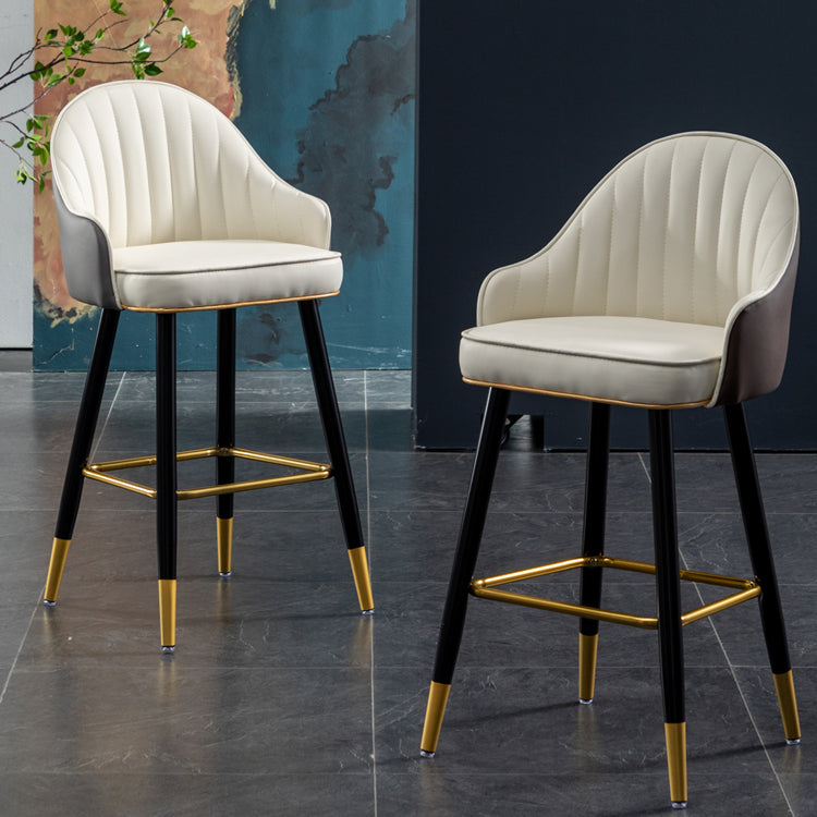 Contemporary Metal Leather Bar Stools Indoor Barstool with Footrest and Low Back Clearhalo 'Bar Furniture' 'Bar Stools' 'bar_stools' 'furn' 'furn_bar_stools' 'furniture_bar_stools' 'Kitchen & Dining Furniture' 'kitchen&dining_furn' 'kitchen' 'kitchen_furn' Furniture' 4482579