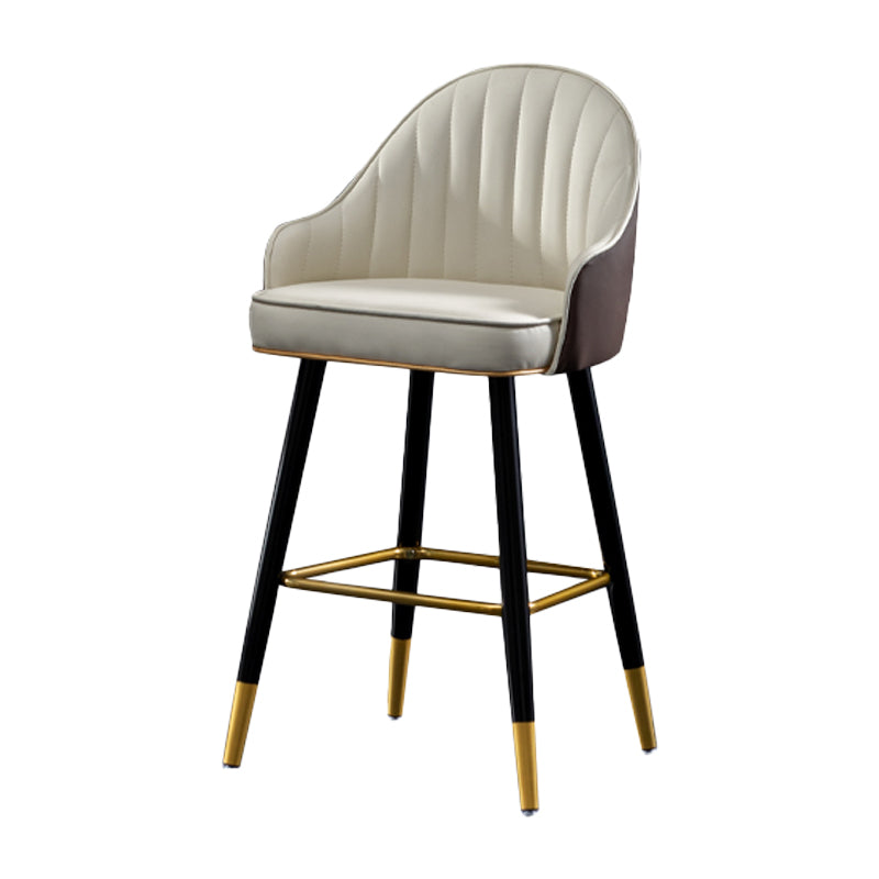 Contemporary Metal Leather Bar Stools Indoor Barstool with Footrest and Low Back White 1 Piece Short Stool(22"H) Clearhalo 'Bar Furniture' 'Bar Stools' 'bar_stools' 'furn' 'furn_bar_stools' 'furniture_bar_stools' 'Kitchen & Dining Furniture' 'kitchen&dining_furn' 'kitchen' 'kitchen_furn' Furniture' 4482589