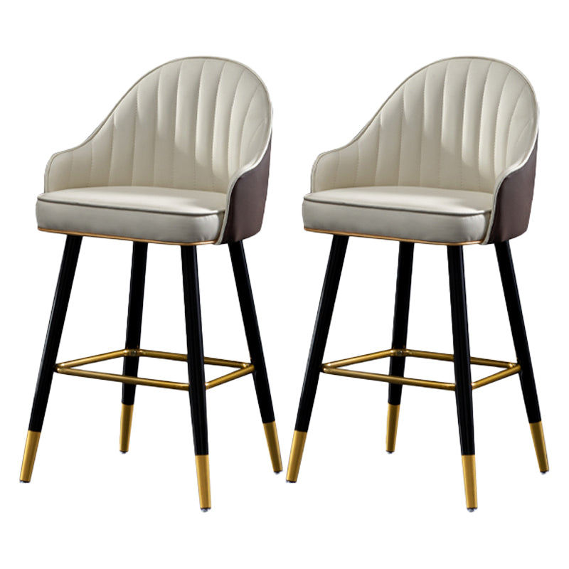 Contemporary Metal Leather Bar Stools Indoor Barstool with Footrest and Low Back White 2 Piece Set Short Stool(22"H) Clearhalo 'Bar Furniture' 'Bar Stools' 'bar_stools' 'furn' 'furn_bar_stools' 'furniture_bar_stools' 'Kitchen & Dining Furniture' 'kitchen&dining_furn' 'kitchen' 'kitchen_furn' Furniture' 4482590
