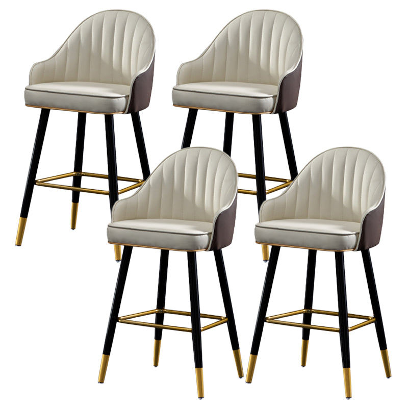 Contemporary Metal Leather Bar Stools Indoor Barstool with Footrest and Low Back White 4 Piece Set Short Stool(22"H) Clearhalo 'Bar Furniture' 'Bar Stools' 'bar_stools' 'furn' 'furn_bar_stools' 'furniture_bar_stools' 'Kitchen & Dining Furniture' 'kitchen&dining_furn' 'kitchen' 'kitchen_furn' Furniture' 4482591