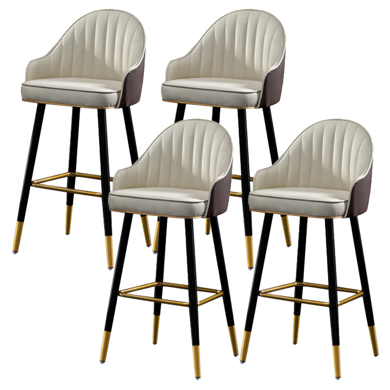 Contemporary Metal Leather Bar Stools Indoor Barstool with Footrest and Low Back White 4 Piece Set Counter Stool(26"H) Clearhalo 'Bar Furniture' 'Bar Stools' 'bar_stools' 'furn' 'furn_bar_stools' 'furniture_bar_stools' 'Kitchen & Dining Furniture' 'kitchen&dining_furn' 'kitchen' 'kitchen_furn' Furniture' 4482594