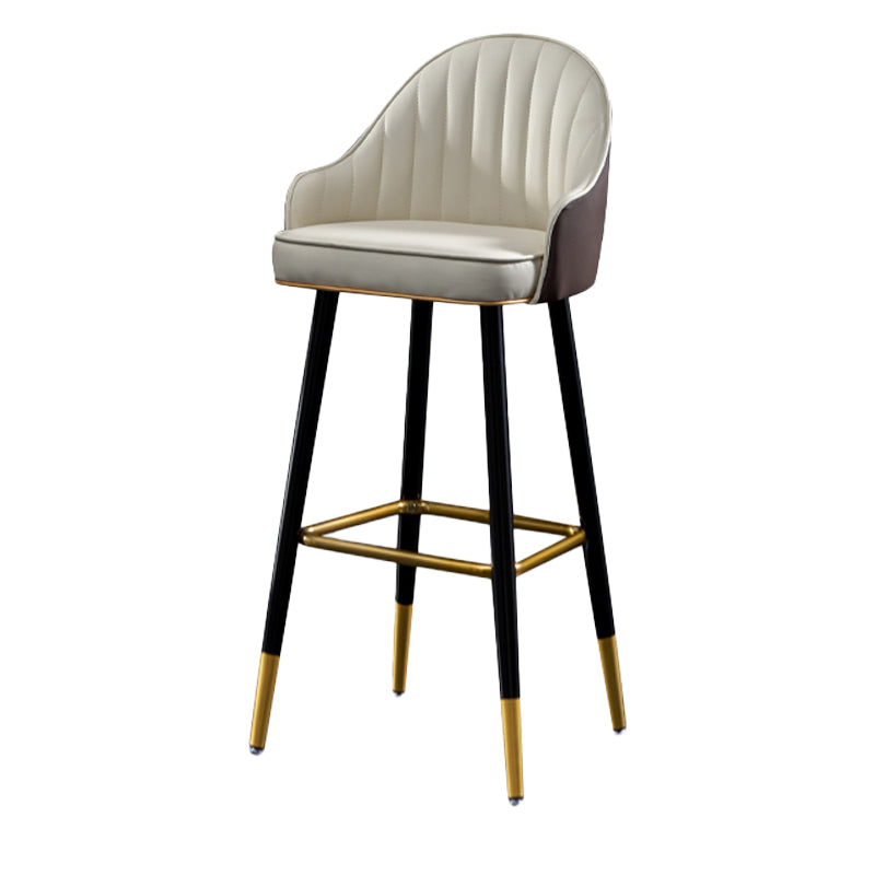 Contemporary Metal Leather Bar Stools Indoor Barstool with Footrest and Low Back White 1 Piece Bar Stool(30"H) Clearhalo 'Bar Furniture' 'Bar Stools' 'bar_stools' 'furn' 'furn_bar_stools' 'furniture_bar_stools' 'Kitchen & Dining Furniture' 'kitchen&dining_furn' 'kitchen' 'kitchen_furn' Furniture' 4482595