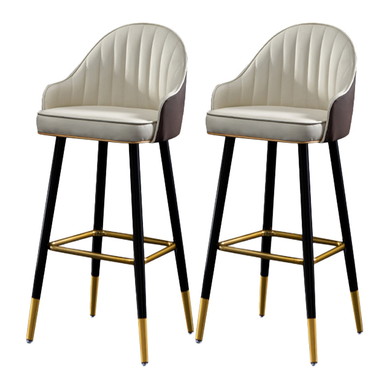 Contemporary Metal Leather Bar Stools Indoor Barstool with Footrest and Low Back White 2 Piece Set Bar Stool(30"H) Clearhalo 'Bar Furniture' 'Bar Stools' 'bar_stools' 'furn' 'furn_bar_stools' 'furniture_bar_stools' 'Kitchen & Dining Furniture' 'kitchen&dining_furn' 'kitchen' 'kitchen_furn' Furniture' 4482596