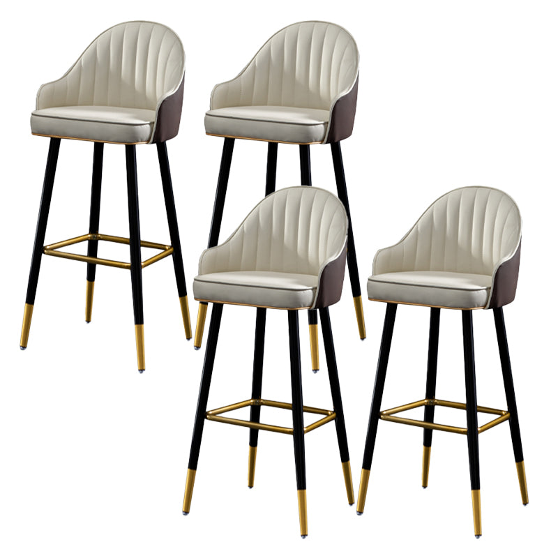 Contemporary Metal Leather Bar Stools Indoor Barstool with Footrest and Low Back White 4 Piece Set Bar Stool(30"H) Clearhalo 'Bar Furniture' 'Bar Stools' 'bar_stools' 'furn' 'furn_bar_stools' 'furniture_bar_stools' 'Kitchen & Dining Furniture' 'kitchen&dining_furn' 'kitchen' 'kitchen_furn' Furniture' 4482597