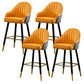 Contemporary Metal Leather Bar Stools Indoor Barstool with Footrest and Low Back Orange 4 Piece Set Short Stool(22"H) Clearhalo 'Bar Furniture' 'Bar Stools' 'bar_stools' 'furn' 'furn_bar_stools' 'furniture_bar_stools' 'Kitchen & Dining Furniture' 'kitchen&dining_furn' 'kitchen' 'kitchen_furn' Furniture' 4482600