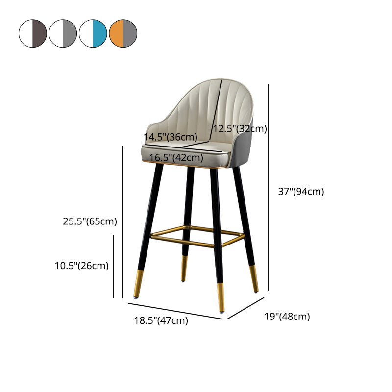 Contemporary Metal Leather Bar Stools Indoor Barstool with Footrest and Low Back Clearhalo 'Bar Furniture' 'Bar Stools' 'bar_stools' 'furn' 'furn_bar_stools' 'furniture_bar_stools' 'Kitchen & Dining Furniture' 'kitchen&dining_furn' 'kitchen' 'kitchen_furn' Furniture' 4482608