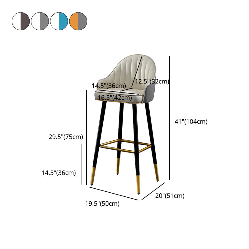 Contemporary Metal Leather Bar Stools Indoor Barstool with Footrest and Low Back Clearhalo 'Bar Furniture' 'Bar Stools' 'bar_stools' 'furn' 'furn_bar_stools' 'furniture_bar_stools' 'Kitchen & Dining Furniture' 'kitchen&dining_furn' 'kitchen' 'kitchen_furn' Furniture' 4482609