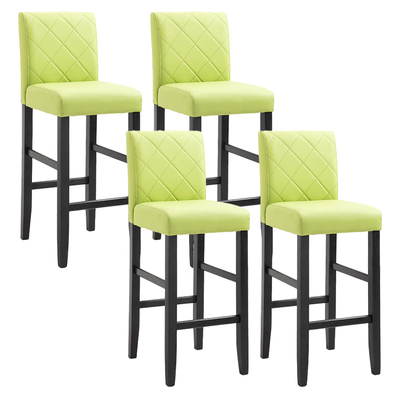 Modern Leather Solid Wood Barstool Bristol Bar Stool with Footrest and Low Back Fruit Green 4 Piece Set Clearhalo 'Bar Furniture' 'Bar Stools' 'bar_stools' 'furn' 'furn_bar_stools' 'furniture_bar_stools' 'Kitchen & Dining Furniture' 'kitchen&dining_furn' 'kitchen' 'kitchen_furn' Furniture' 4482615