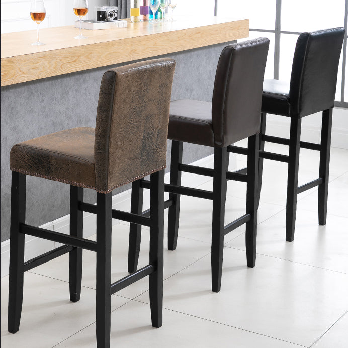 Modern Leather Solid Wood Barstool Bristol Bar Stool with Footrest and Low Back Clearhalo 'Bar Furniture' 'Bar Stools' 'bar_stools' 'furn' 'furn_bar_stools' 'furniture_bar_stools' 'Kitchen & Dining Furniture' 'kitchen&dining_furn' 'kitchen' 'kitchen_furn' Furniture' 4482617