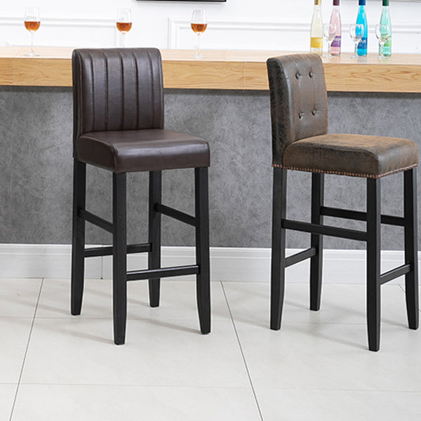 Modern Leather Solid Wood Barstool Bristol Bar Stool with Footrest and Low Back Clearhalo 'Bar Furniture' 'Bar Stools' 'bar_stools' 'furn' 'furn_bar_stools' 'furniture_bar_stools' 'Kitchen & Dining Furniture' 'kitchen&dining_furn' 'kitchen' 'kitchen_furn' Furniture' 4482630