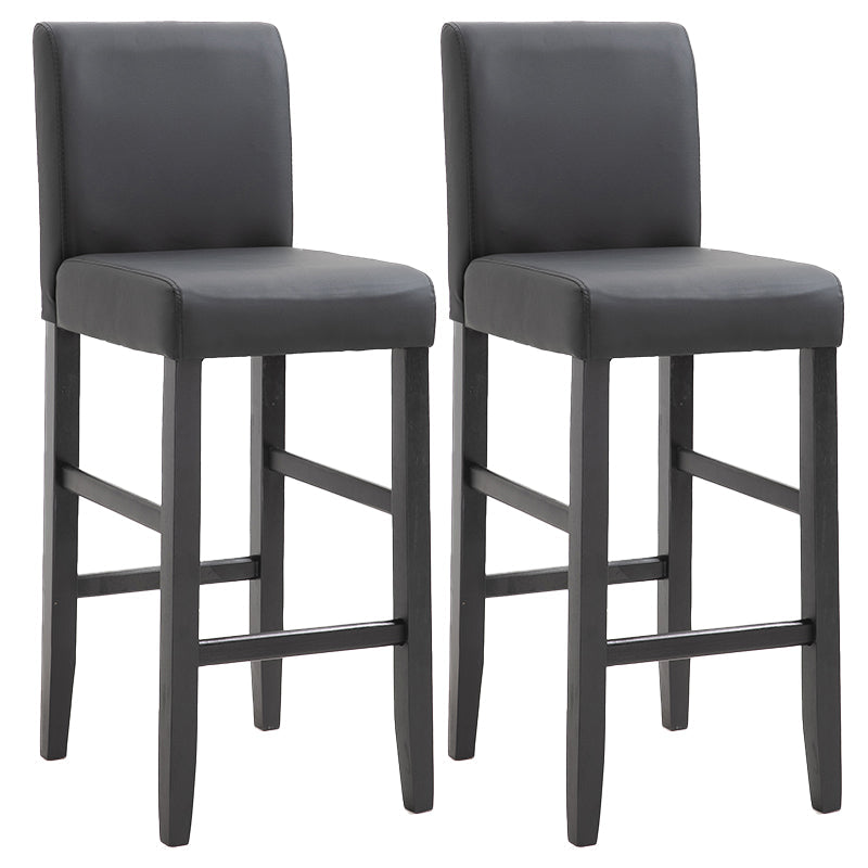 Modern Leather Solid Wood Barstool Bristol Bar Stool with Footrest and Low Back Black 2 Piece Set Clearhalo 'Bar Furniture' 'Bar Stools' 'bar_stools' 'furn' 'furn_bar_stools' 'furniture_bar_stools' 'Kitchen & Dining Furniture' 'kitchen&dining_furn' 'kitchen' 'kitchen_furn' Furniture' 4482634