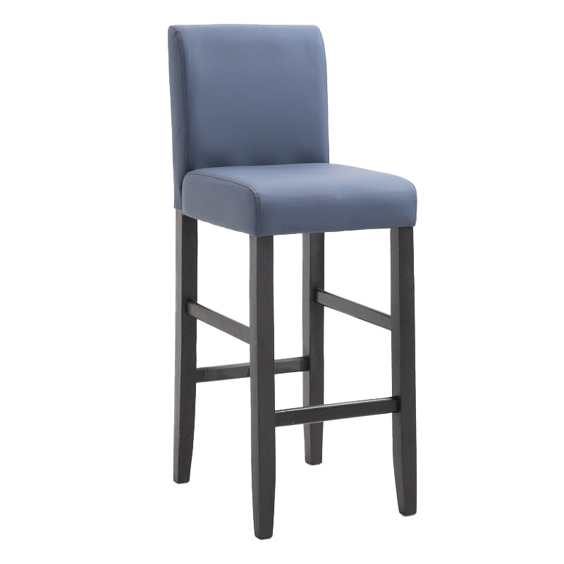 Modern Leather Solid Wood Barstool Bristol Bar Stool with Footrest and Low Back Dark Blue 1 Piece Clearhalo 'Bar Furniture' 'Bar Stools' 'bar_stools' 'furn' 'furn_bar_stools' 'furniture_bar_stools' 'Kitchen & Dining Furniture' 'kitchen&dining_furn' 'kitchen' 'kitchen_furn' Furniture' 4482639