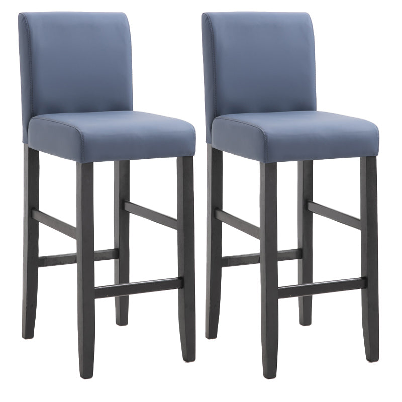 Modern Leather Solid Wood Barstool Bristol Bar Stool with Footrest and Low Back Dark Blue 2 Piece Set Clearhalo 'Bar Furniture' 'Bar Stools' 'bar_stools' 'furn' 'furn_bar_stools' 'furniture_bar_stools' 'Kitchen & Dining Furniture' 'kitchen&dining_furn' 'kitchen' 'kitchen_furn' Furniture' 4482640
