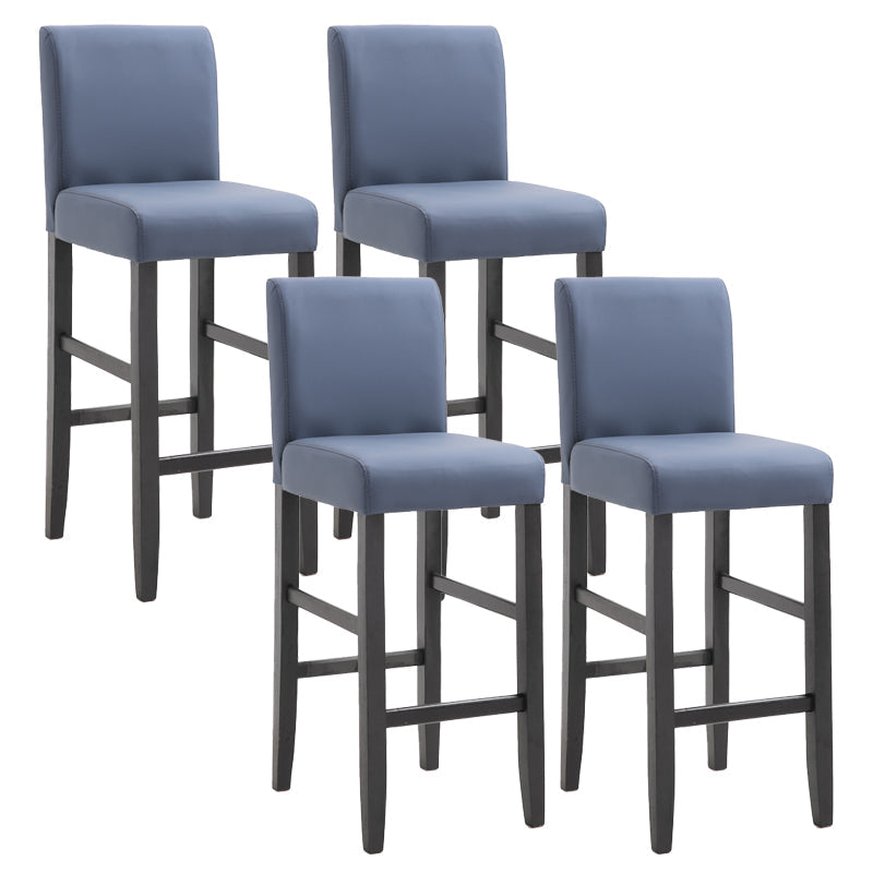 Modern Leather Solid Wood Barstool Bristol Bar Stool with Footrest and Low Back Dark Blue 4 Piece Set Clearhalo 'Bar Furniture' 'Bar Stools' 'bar_stools' 'furn' 'furn_bar_stools' 'furniture_bar_stools' 'Kitchen & Dining Furniture' 'kitchen&dining_furn' 'kitchen' 'kitchen_furn' Furniture' 4482641