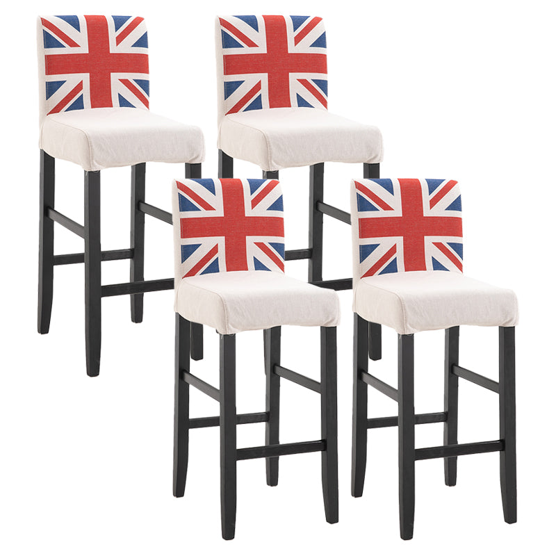Modern Leather Solid Wood Barstool Bristol Bar Stool with Footrest and Low Back Red-White-Blue 4 Piece Set Clearhalo 'Bar Furniture' 'Bar Stools' 'bar_stools' 'furn' 'furn_bar_stools' 'furniture_bar_stools' 'Kitchen & Dining Furniture' 'kitchen&dining_furn' 'kitchen' 'kitchen_furn' Furniture' 4482647