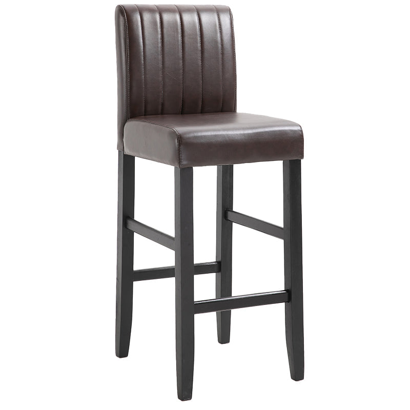 Modern Leather Solid Wood Barstool Bristol Bar Stool with Footrest and Low Back Dark Brown 1 Piece Clearhalo 'Bar Furniture' 'Bar Stools' 'bar_stools' 'furn' 'furn_bar_stools' 'furniture_bar_stools' 'Kitchen & Dining Furniture' 'kitchen&dining_furn' 'kitchen' 'kitchen_furn' Furniture' 4482651