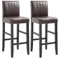 Modern Leather Solid Wood Barstool Bristol Bar Stool with Footrest and Low Back Dark Brown 2 Piece Set Clearhalo 'Bar Furniture' 'Bar Stools' 'bar_stools' 'furn' 'furn_bar_stools' 'furniture_bar_stools' 'Kitchen & Dining Furniture' 'kitchen&dining_furn' 'kitchen' 'kitchen_furn' Furniture' 4482652