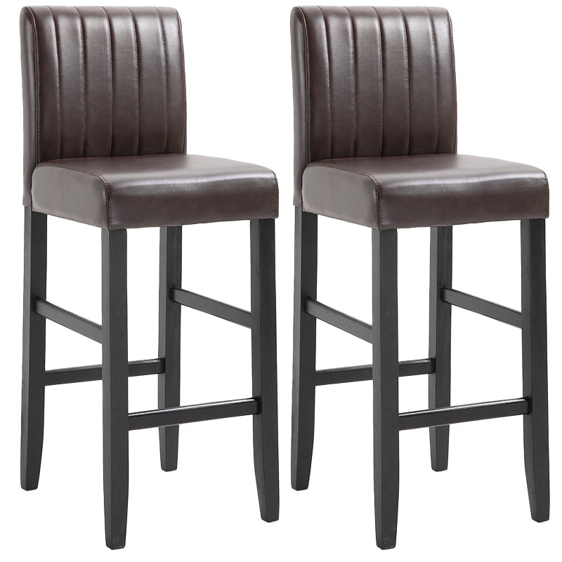 Modern Leather Solid Wood Barstool Bristol Bar Stool with Footrest and Low Back Dark Brown 2 Piece Set Clearhalo 'Bar Furniture' 'Bar Stools' 'bar_stools' 'furn' 'furn_bar_stools' 'furniture_bar_stools' 'Kitchen & Dining Furniture' 'kitchen&dining_furn' 'kitchen' 'kitchen_furn' Furniture' 4482652