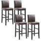 Modern Leather Solid Wood Barstool Bristol Bar Stool with Footrest and Low Back Dark Brown 4 Piece Set Clearhalo 'Bar Furniture' 'Bar Stools' 'bar_stools' 'furn' 'furn_bar_stools' 'furniture_bar_stools' 'Kitchen & Dining Furniture' 'kitchen&dining_furn' 'kitchen' 'kitchen_furn' Furniture' 4482653