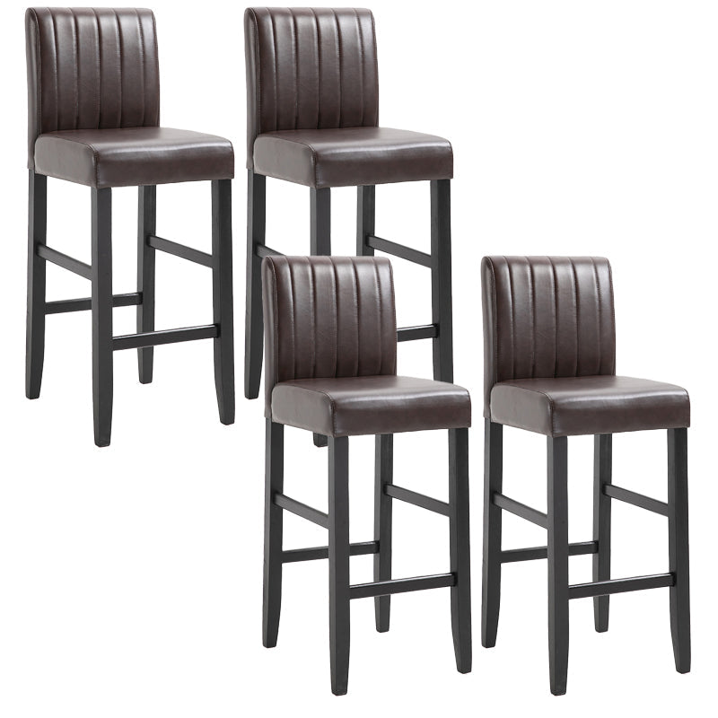 Modern Leather Solid Wood Barstool Bristol Bar Stool with Footrest and Low Back Dark Brown 4 Piece Set Clearhalo 'Bar Furniture' 'Bar Stools' 'bar_stools' 'furn' 'furn_bar_stools' 'furniture_bar_stools' 'Kitchen & Dining Furniture' 'kitchen&dining_furn' 'kitchen' 'kitchen_furn' Furniture' 4482653