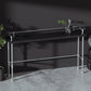 Industrial Black Wood Bar Table with Rectangle Table Top Silver Trestle Table - 42" H 59.1"L x 17.7"W x 41.3"H Without Chairs Clearhalo 'Bar Furniture' 'Bar Tables' 'bar_tables' 'furn' 'furn_bar_tables' 'Furniture' 'furniture_bar_tables' 'Kitchen & Dining Furniture' 4482683
