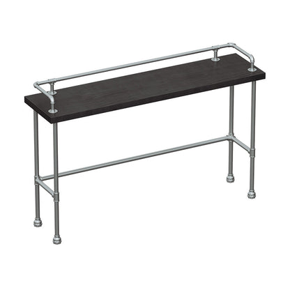 Industrial Black Wood Bar Table with Rectangle Table Top Silver Trestle Table - 42" H 51.2"L x 17.7"W x 41.3"H Without Chairs Clearhalo 'Bar Furniture' 'Bar Tables' 'bar_tables' 'furn' 'furn_bar_tables' 'Furniture' 'furniture_bar_tables' 'Kitchen & Dining Furniture' 4482684