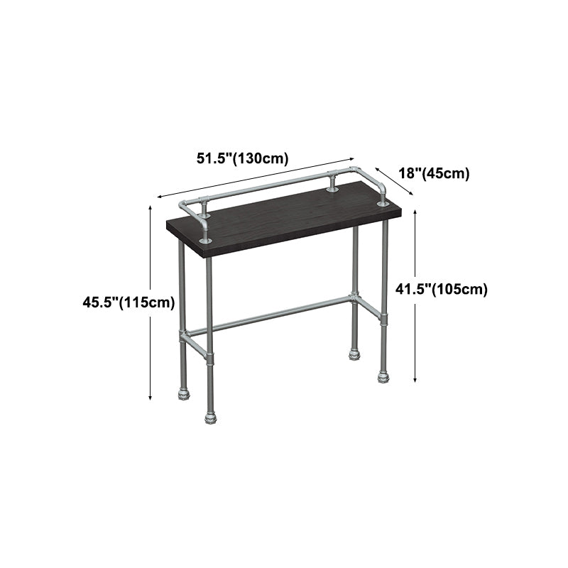 Industrial Black Wood Bar Table with Rectangle Table Top Silver Trestle Table - 42" H Clearhalo 'Bar Furniture' 'Bar Tables' 'bar_tables' 'furn' 'furn_bar_tables' 'Furniture' 'furniture_bar_tables' 'Kitchen & Dining Furniture' 4482689