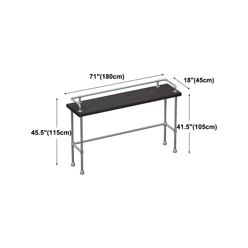 Industrial Black Wood Bar Table with Rectangle Table Top Silver Trestle Table - 42" H Clearhalo 'Bar Furniture' 'Bar Tables' 'bar_tables' 'furn' 'furn_bar_tables' 'Furniture' 'furniture_bar_tables' 'Kitchen & Dining Furniture' 4482691