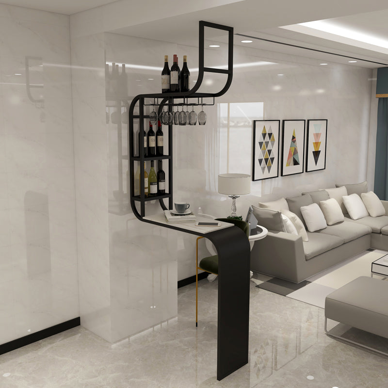 Glam White Marble Counter Table with Rectangle Table Top Pedestal Table - 42" H Black Without Chairs Clearhalo 'Bar Furniture' 'Bar Tables' 'bar_tables' 'furn' 'furn_bar_tables' 'Furniture' 'furniture_bar_tables' 'Kitchen & Dining Furniture' 4482696