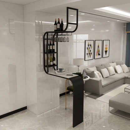 Glam White Marble Counter Table with Rectangle Table Top Pedestal Table - 42" H Black Without Chairs Clearhalo 'Bar Furniture' 'Bar Tables' 'bar_tables' 'furn' 'furn_bar_tables' 'Furniture' 'furniture_bar_tables' 'Kitchen & Dining Furniture' 4482696