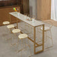 Glam White Marble Counter Table with Rectangle Table Top Gold Trestle Table, Only Table 70.9"L x 15.7"W x 41.3"H Without Chairs Clearhalo 'Bar Furniture' 'Bar Tables' 'bar_tables' 'furn' 'furn_bar_tables' 'Furniture' 'furniture_bar_tables' 'Kitchen & Dining Furniture' 4482702