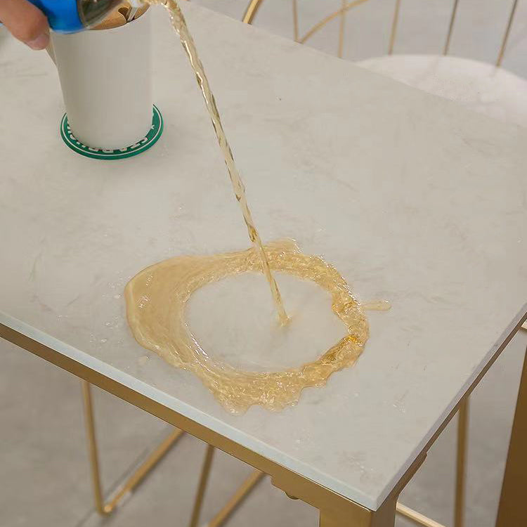 Glam White Marble Counter Table with Rectangle Table Top Gold Trestle Table, Only Table Clearhalo 'Bar Furniture' 'Bar Tables' 'bar_tables' 'furn' 'furn_bar_tables' 'Furniture' 'furniture_bar_tables' 'Kitchen & Dining Furniture' 4482708