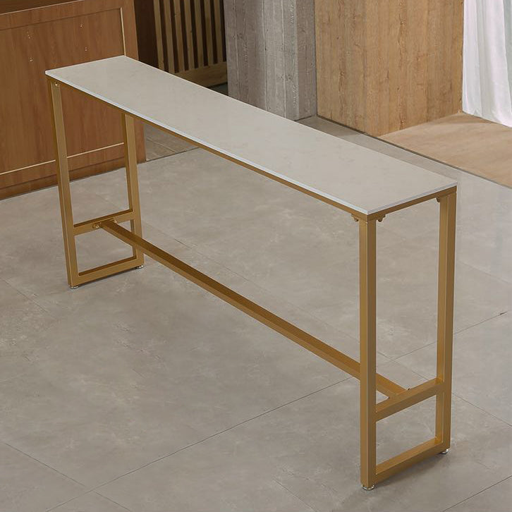 Glam White Marble Counter Table with Rectangle Table Top Gold Trestle Table, Only Table Clearhalo 'Bar Furniture' 'Bar Tables' 'bar_tables' 'furn' 'furn_bar_tables' 'Furniture' 'furniture_bar_tables' 'Kitchen & Dining Furniture' 4482714