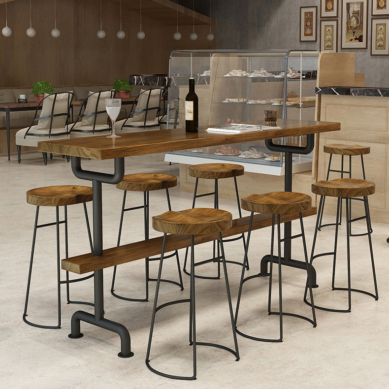 Light Brown Industrial Style Bar Table in Iron and Solid Wood Bar Table Clearhalo 'Bar Furniture' 'Bar Tables' 'bar_tables' 'furn' 'furn_bar_tables' 'Furniture' 'furniture_bar_tables' 'Kitchen & Dining Furniture' 4482730