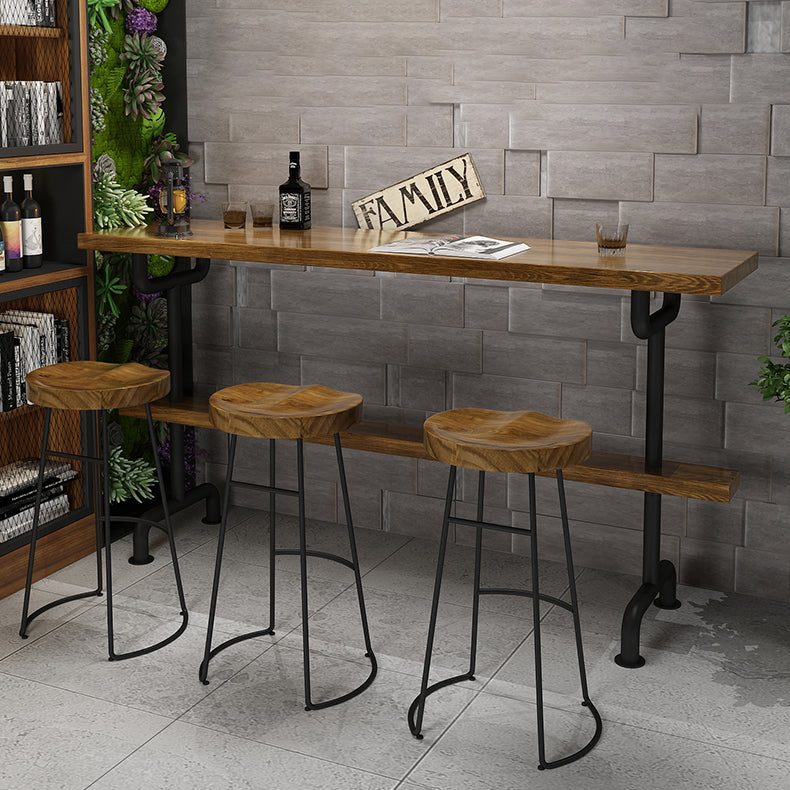 Light Brown Industrial Style Bar Table in Iron and Solid Wood Bar Table Clearhalo 'Bar Furniture' 'Bar Tables' 'bar_tables' 'furn' 'furn_bar_tables' 'Furniture' 'furniture_bar_tables' 'Kitchen & Dining Furniture' 4482731