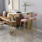 Glam Marble Pub Table with Specialty Table Top Gold Double Pedestal Table - 42" H 70.9"L x 15.7"W x 41.3"H White-Gold Without Chairs Clearhalo 'Bar Furniture' 'Bar Tables' 'bar_tables' 'furn' 'furn_bar_tables' 'Furniture' 'furniture_bar_tables' 'Kitchen & Dining Furniture' 4482745
