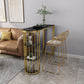 Glam Marble Pub Table with Specialty Table Top Gold Double Pedestal Table - 42" H Gold-Black Without Chairs Clearhalo 'Bar Furniture' 'Bar Tables' 'bar_tables' 'furn' 'furn_bar_tables' 'Furniture' 'furniture_bar_tables' 'Kitchen & Dining Furniture' 4482746