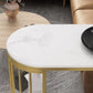 Glam Marble Pub Table with Specialty Table Top Gold Double Pedestal Table - 42" H Clearhalo 'Bar Furniture' 'Bar Tables' 'bar_tables' 'furn' 'furn_bar_tables' 'Furniture' 'furniture_bar_tables' 'Kitchen & Dining Furniture' 4482750