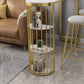 Glam Marble Pub Table with Specialty Table Top Gold Double Pedestal Table - 42" H Clearhalo 'Bar Furniture' 'Bar Tables' 'bar_tables' 'furn' 'furn_bar_tables' 'Furniture' 'furniture_bar_tables' 'Kitchen & Dining Furniture' 4482751
