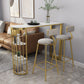 Glam Marble Pub Table with Specialty Table Top Gold Double Pedestal Table - 42" H Clearhalo 'Bar Furniture' 'Bar Tables' 'bar_tables' 'furn' 'furn_bar_tables' 'Furniture' 'furniture_bar_tables' 'Kitchen & Dining Furniture' 4482753