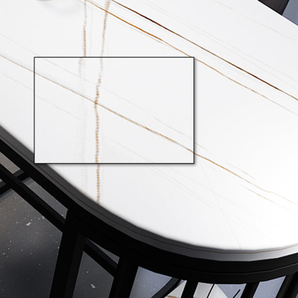 Modern White Marble Bar Table with Specialty Table Top Black Double Pedestal Table - 42" H Clearhalo 'Bar Furniture' 'Bar Tables' 'bar_tables' 'furn' 'furn_bar_tables' 'Furniture' 'furniture_bar_tables' 'Kitchen & Dining Furniture' 4482767