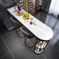Modern White Marble Bar Table with Specialty Table Top Black Double Pedestal Table - 42" H Clearhalo 'Bar Furniture' 'Bar Tables' 'bar_tables' 'furn' 'furn_bar_tables' 'Furniture' 'furniture_bar_tables' 'Kitchen & Dining Furniture' 4482773